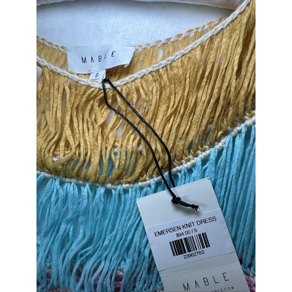 MABLE BOHO FESTIVAL CROCHET INDIE MIDI DRESS SHOW STOPPER FRINGE RESORT WEAR SM - Picture 6 of 7